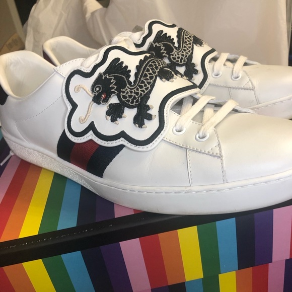 Gucci Remix Ace Dragon Patch White Sneakers 12 - Picture 7 of 14